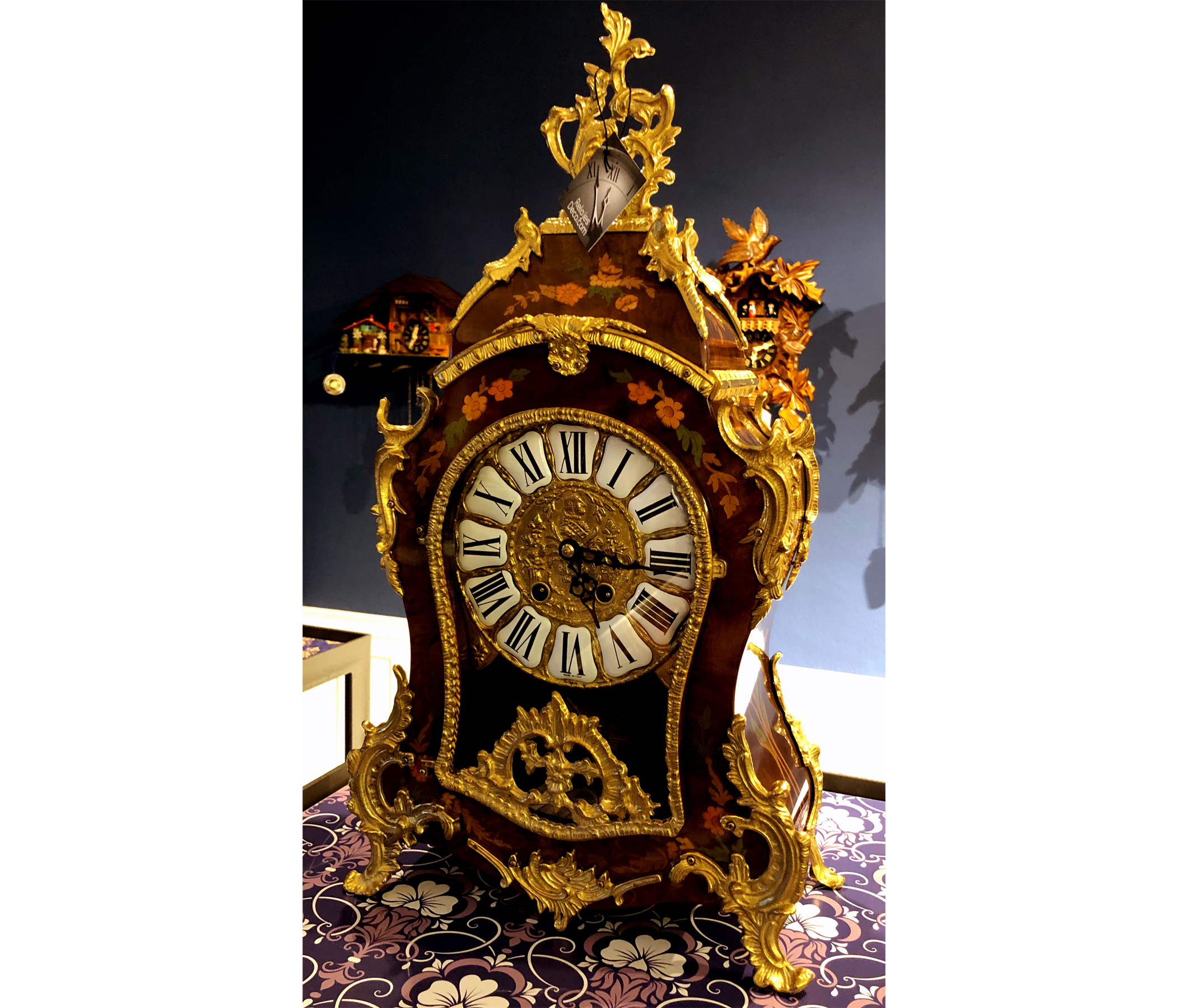 Reloj de pendulo sobre LUIS incrustaciones oro 14 oro envejecido -