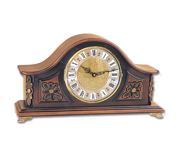 Reloj de sobremesa 38 cm, fabricado en madera maciza nogal