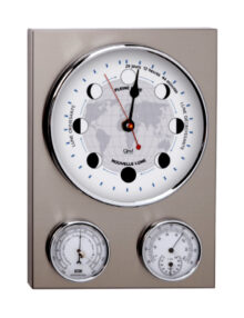 Reloj con Fases Lunares, También Dispone de Barómetro, Termohigrómetro. Fabricado en Acero Inoxidable, decorado